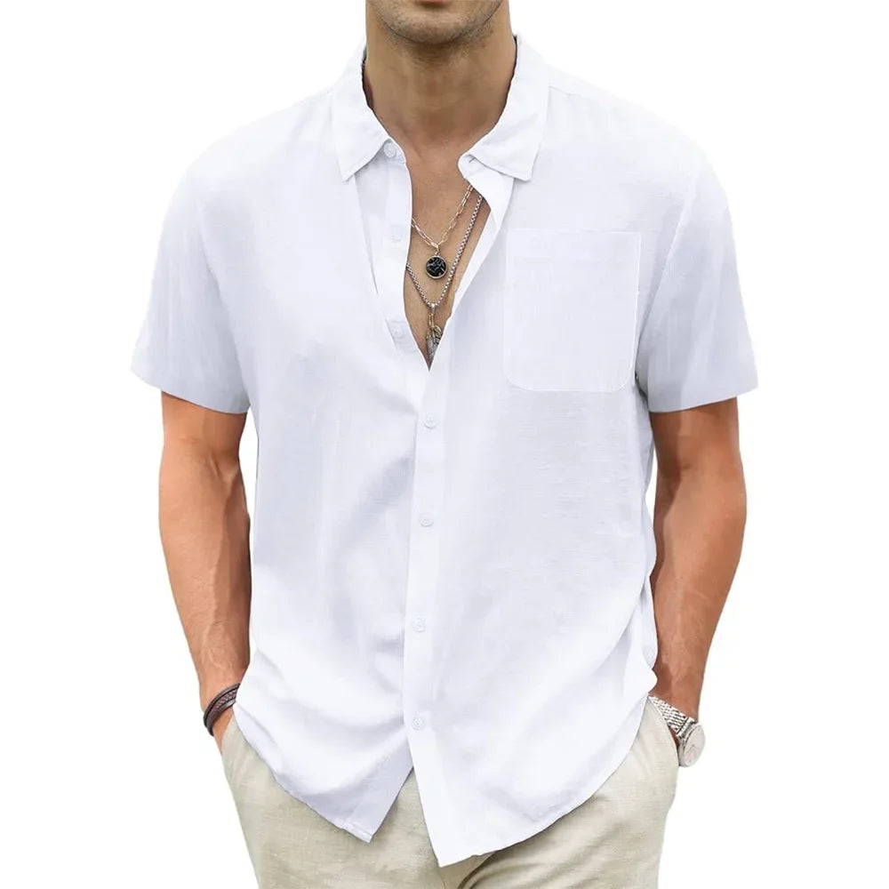 Men’s Cotton-Linen Hawaiian Shirt
