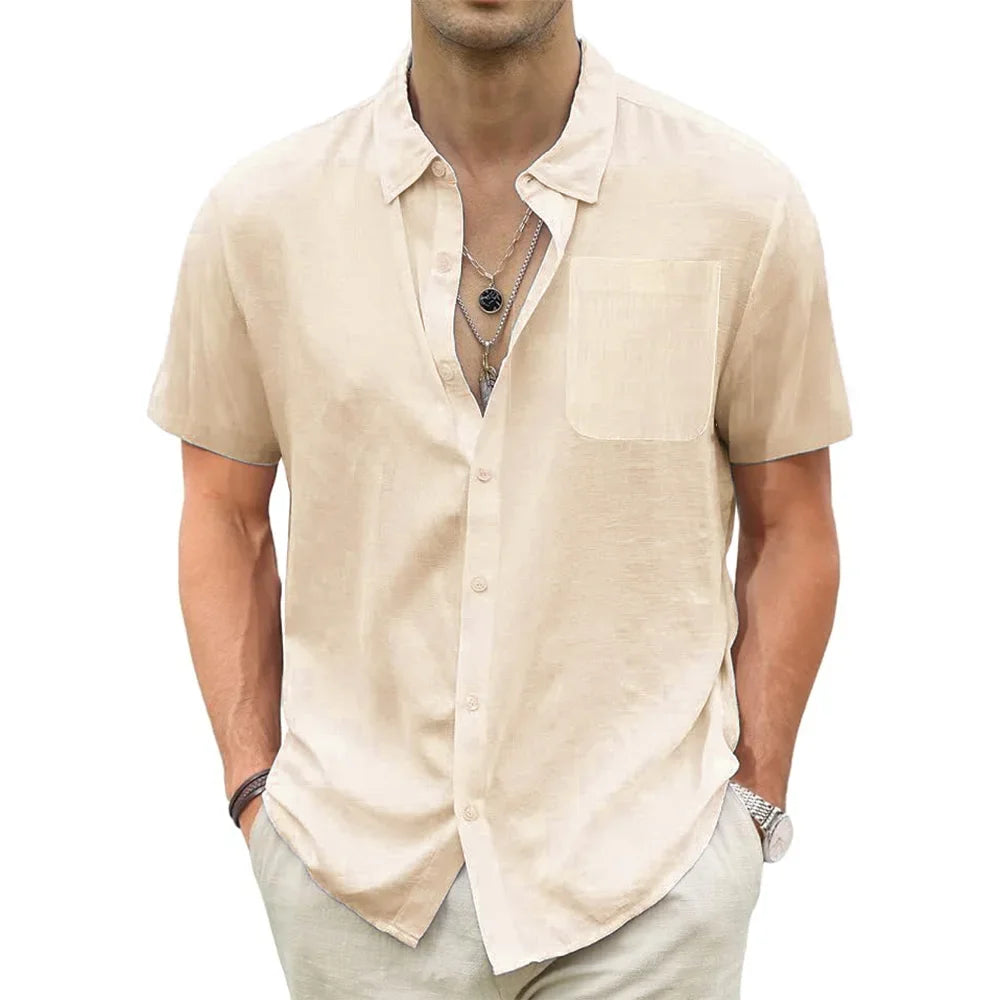 Men’s Cotton-Linen Hawaiian Shirt