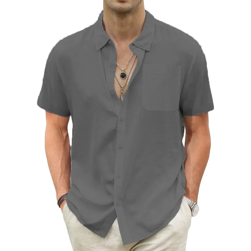 Men’s Cotton-Linen Hawaiian Shirt