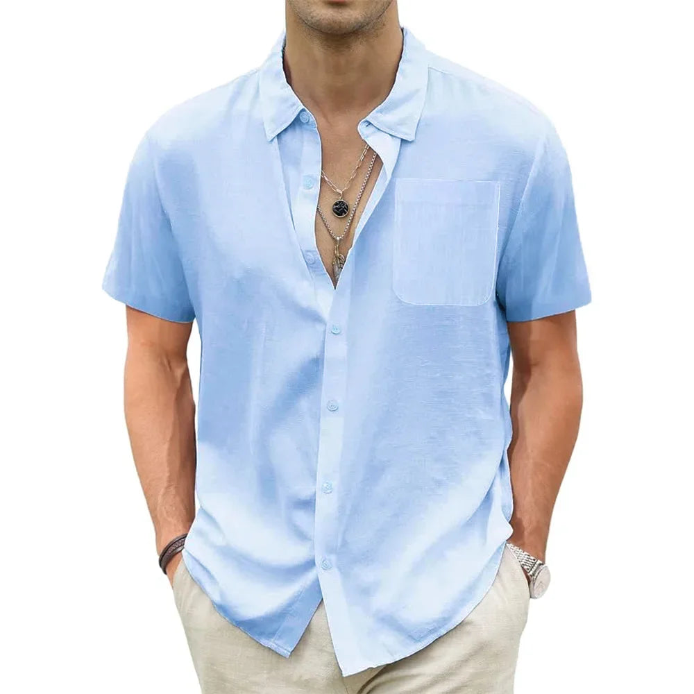 Men’s Cotton-Linen Hawaiian Shirt